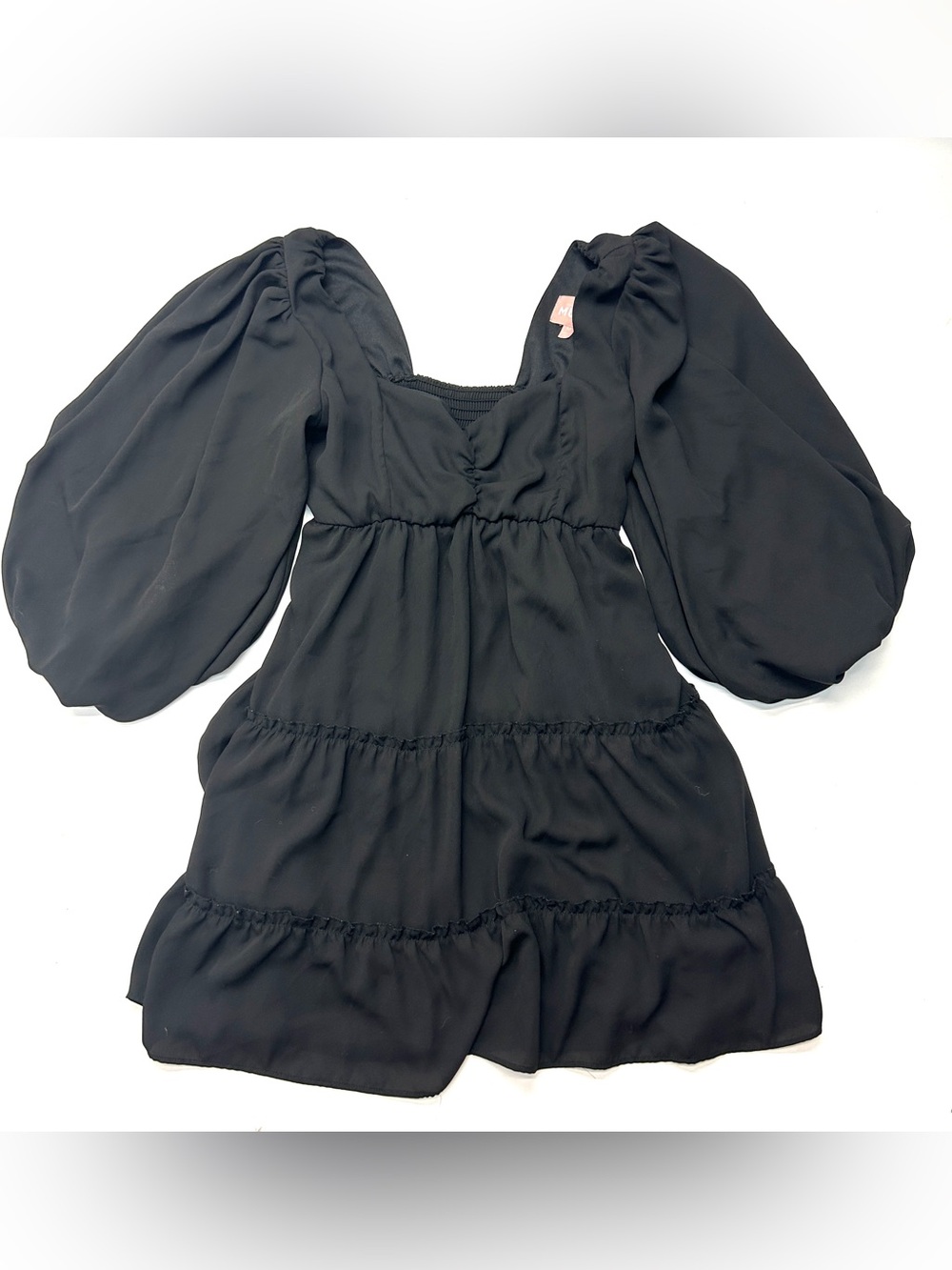 Show Me Your Mumu Black Tiered Puff-Sleeve Mandi Mini Dress - Picture 4 of 6